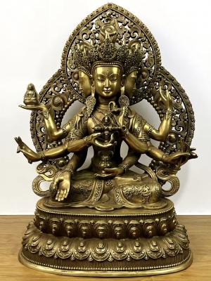 Tượng đồng mật tông Phật Đảnh Tôn Thắng Đà La Ni cao 45 cm