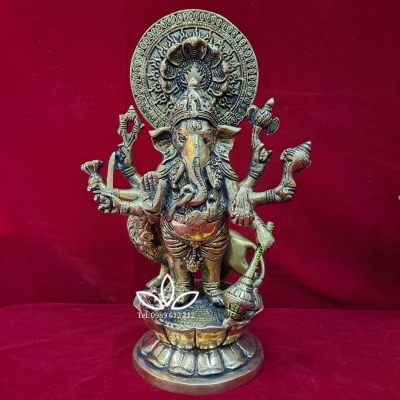 Tượng đồng Thần Voi Ganesh cao 30 cm Ấn Độ