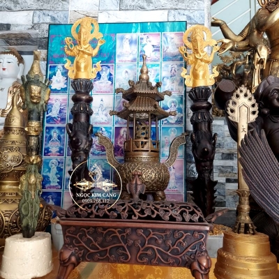 Thần Voi Ganesha chày phổ ba pháp khí mật tông